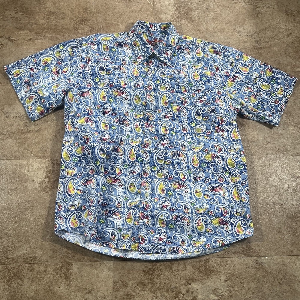 alan flusser paisley‎ all over print shirt size lsrge